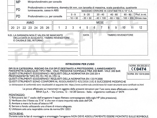 Garanzia & istruzioni